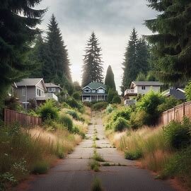 Empty lot in Tacoma with tall grass and for-sale sign on the fence