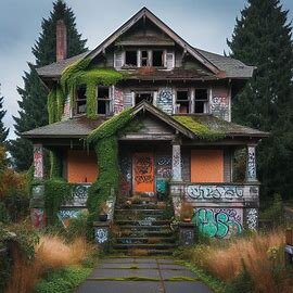 Boarded-up Tacoma house with peeling paint and overgrown lawn left abandoned for years