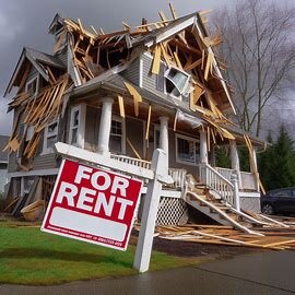 Rental property in Everett WA with a “For Rent” sign falling over and visible exterior damage, reflecting landlord burnout