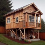Backyard view of a Washington home with an unpermitted wooden room addition