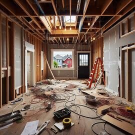 Everett home with exposed wiring and unfinished construction from unpermitted renovations