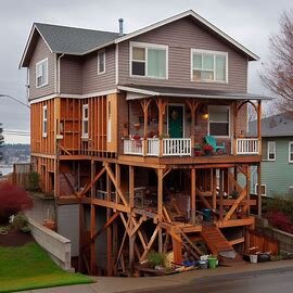 Tacoma home with unpermitted room addition visible from backyard