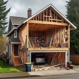 Tacoma WA home with visible garage conversion and unfinished work