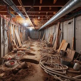 Tacoma basement with exposed wiring and unfinished walls from unpermitted renovation