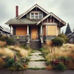 Vacant inherited Everett home with boarded windows, overgrown lawn, and neglected exterior