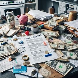 past-due mortgage notices at the kitchen table