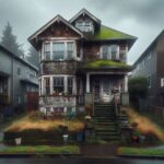 Older single-family home in South Tacoma WA with peeling paint and overgrown front yard
