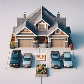 Wenatchee house with a for-sale sign and two separate cars parked in the driveway