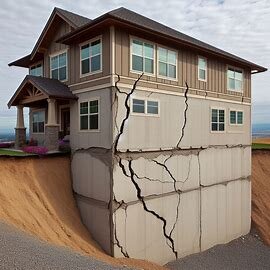 Wenatchee home with visible exterior wall cracks and concrete foundation damage