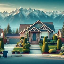 Single-story Wenatchee home with trimmed hedges, a well-maintained roof, and Cascade foothills in the background