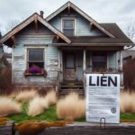 Wenatchee home with visible signs of deferred maintenance and a city notice posted on the door, suggesting financial distress
