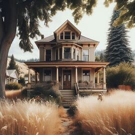 Older Wenatchee house with overgrown landscaping and a “For Sale” sign in the front yard