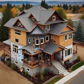Wenatchee home with a backyard addition made of mismatched materials, visibly outside code compliance