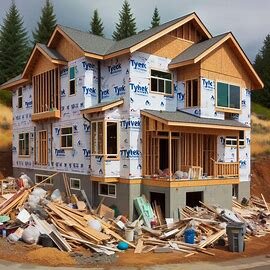 Wenatchee house with an unfinished addition and exposed framing visible from the outside
