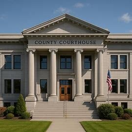 Exterior of a county courthouse in Washington where property deeds and REET affidavits are processed.