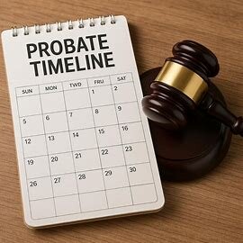 Probate timeline calendar and gavel on desk