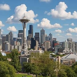 Seattle skyline and courthouse representing probate cases