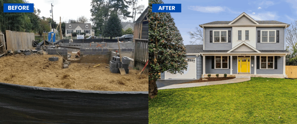 a before and after image of the house we worked on in VA