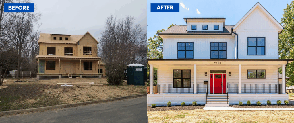 before and after image of a project we did before