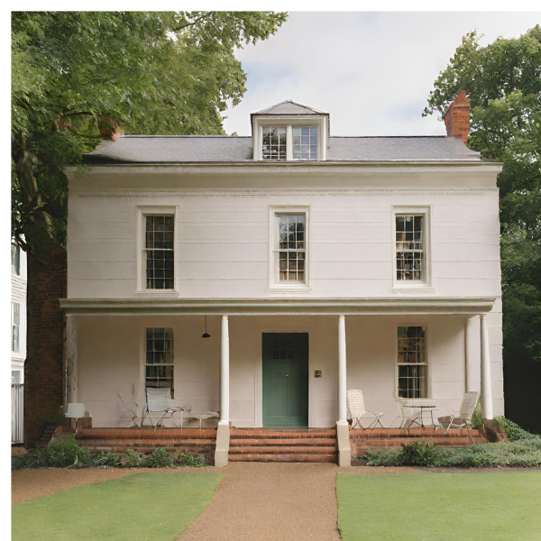 A house with a white exterior in Virginia with a well maintained lawn