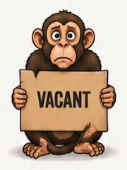 Monkey holding a Vacant sign