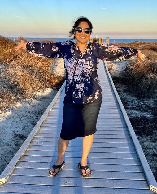 Beulah Murari Rao enjoying the beach.