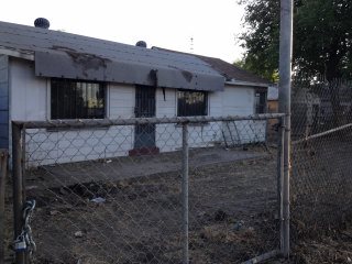 Fire-damaged home in Stockton, California