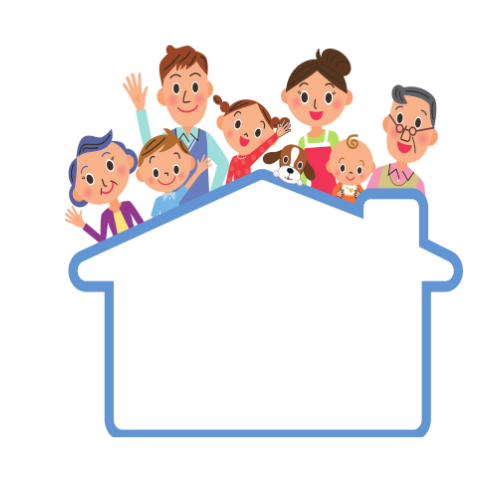 clip-art illustrating a house full of people