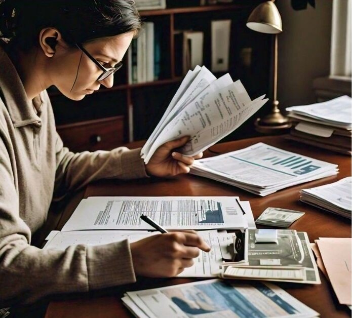 A person analyzing their financial condition to develop a budget and prevent foreclosure.