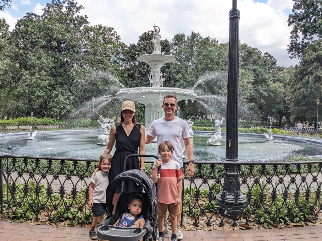 Logan with his wife and three boys on a family vacation
