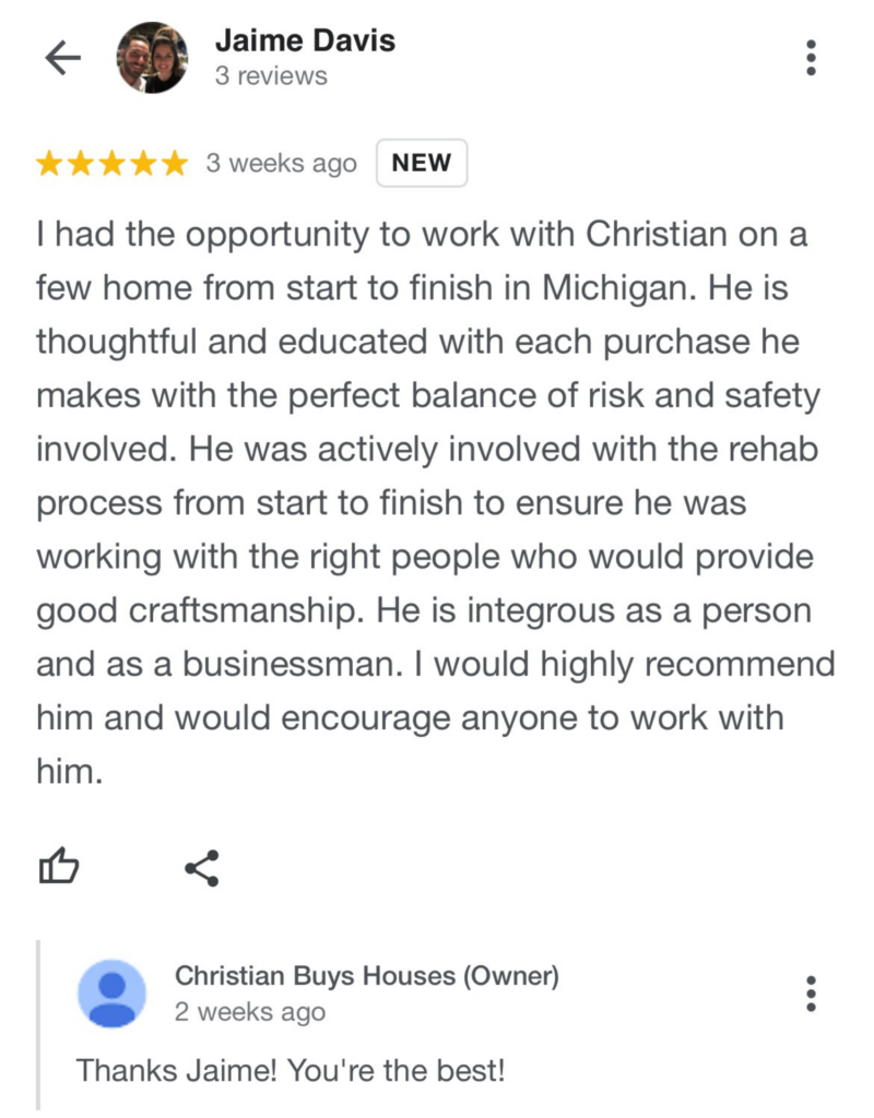GA Cash Homebuyer Google Review
