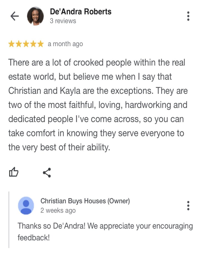 Cash Homebuyer Credibility Review De'Andra