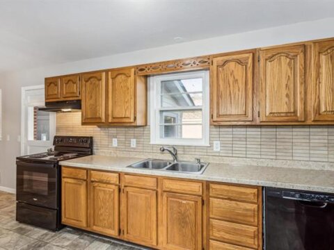 Kitchen with builtin cabinets