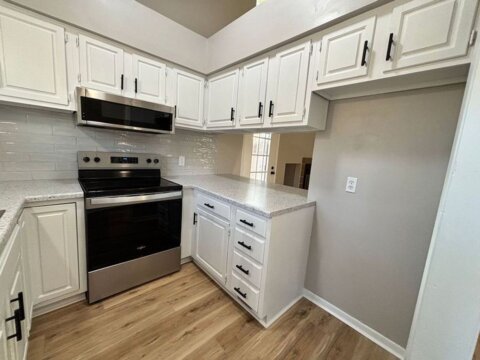 Kitchen with built in microwave