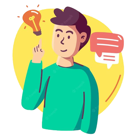 cartoon image of person wanting to get to know about us