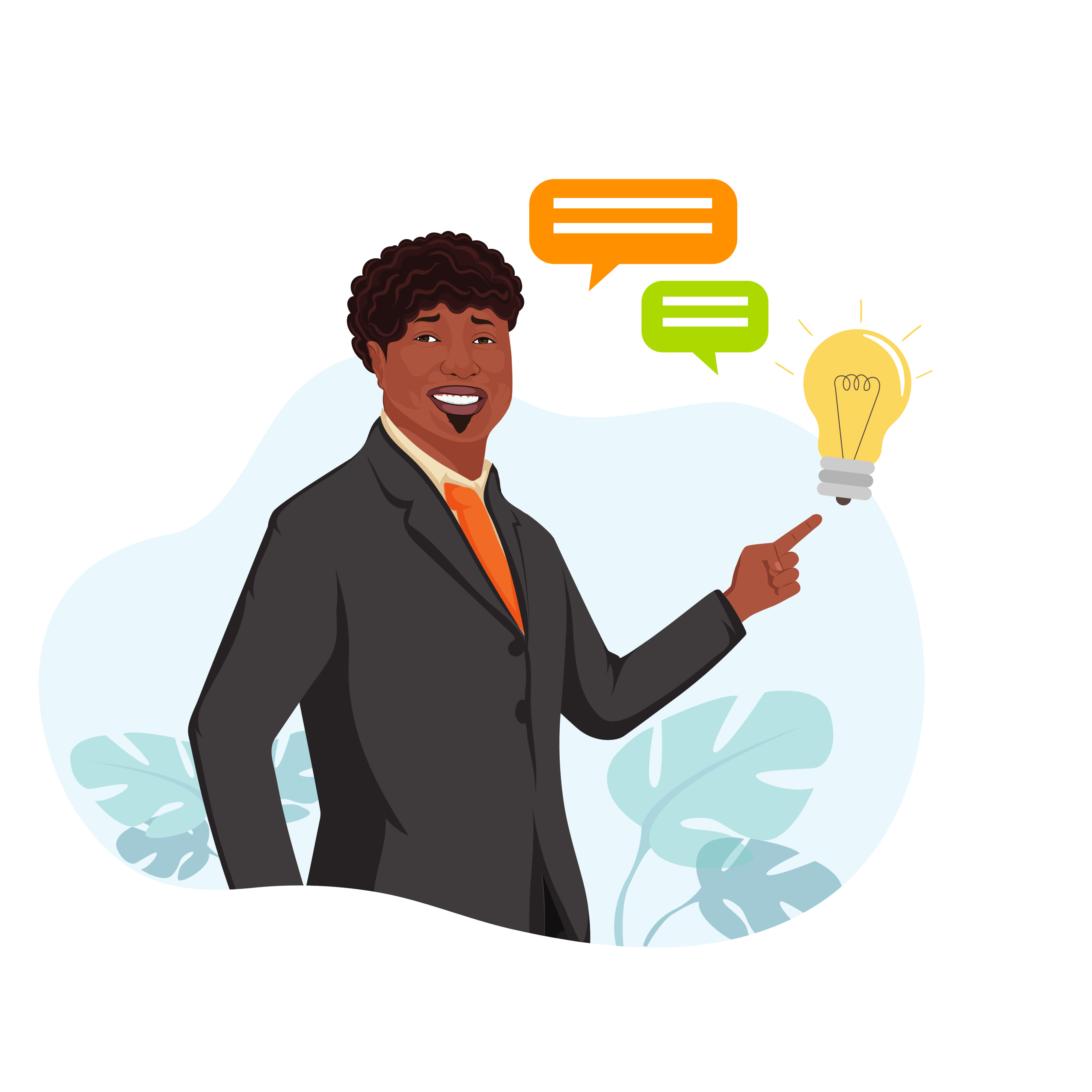 cartoon image if a person wanting to get to know about us and the process of buying a house for cash