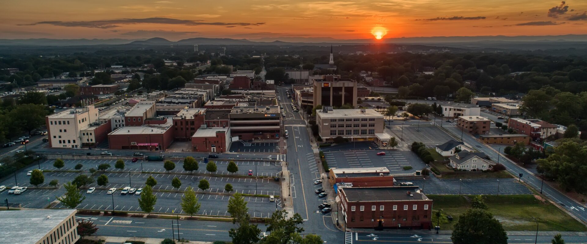 Downtown overview of Hickory, NC