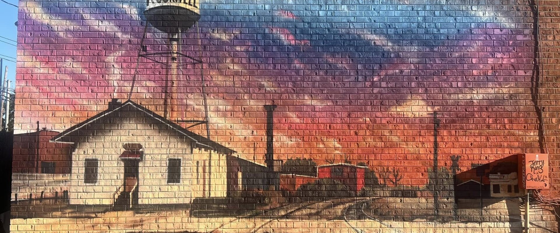 Mural of Rockwell, NC and its water tower