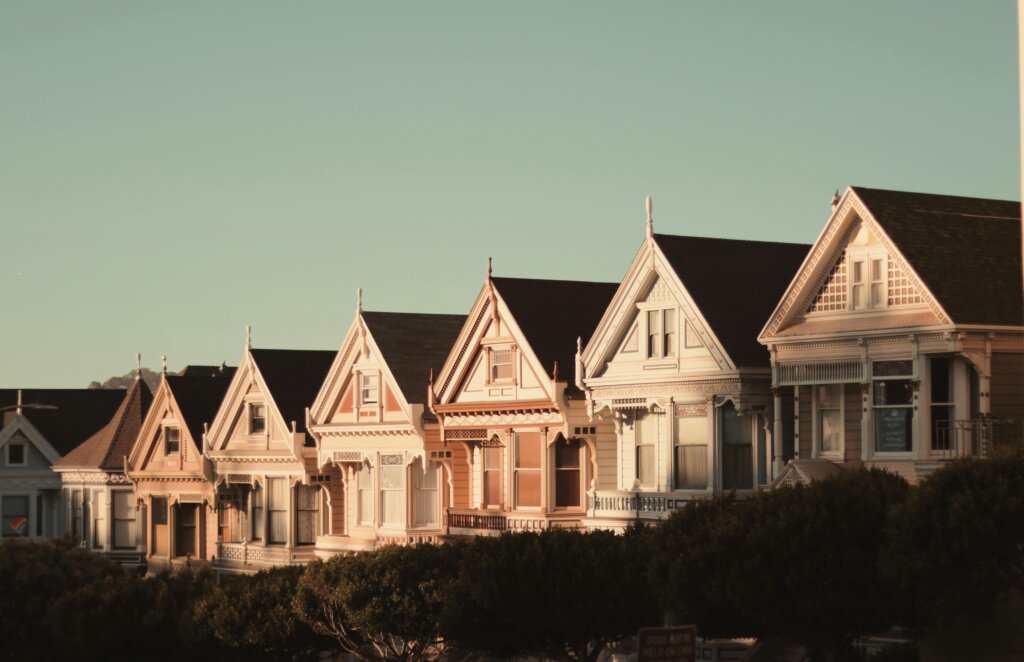 Historic Victorian homes in residential neighborhood