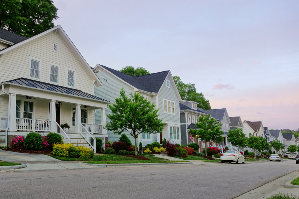 Suburban homes in quiet neighborhood