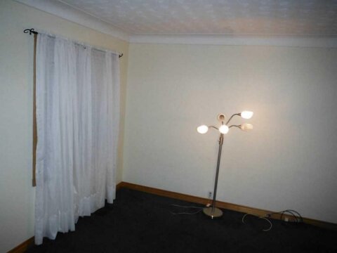 Empty room with dark carpet