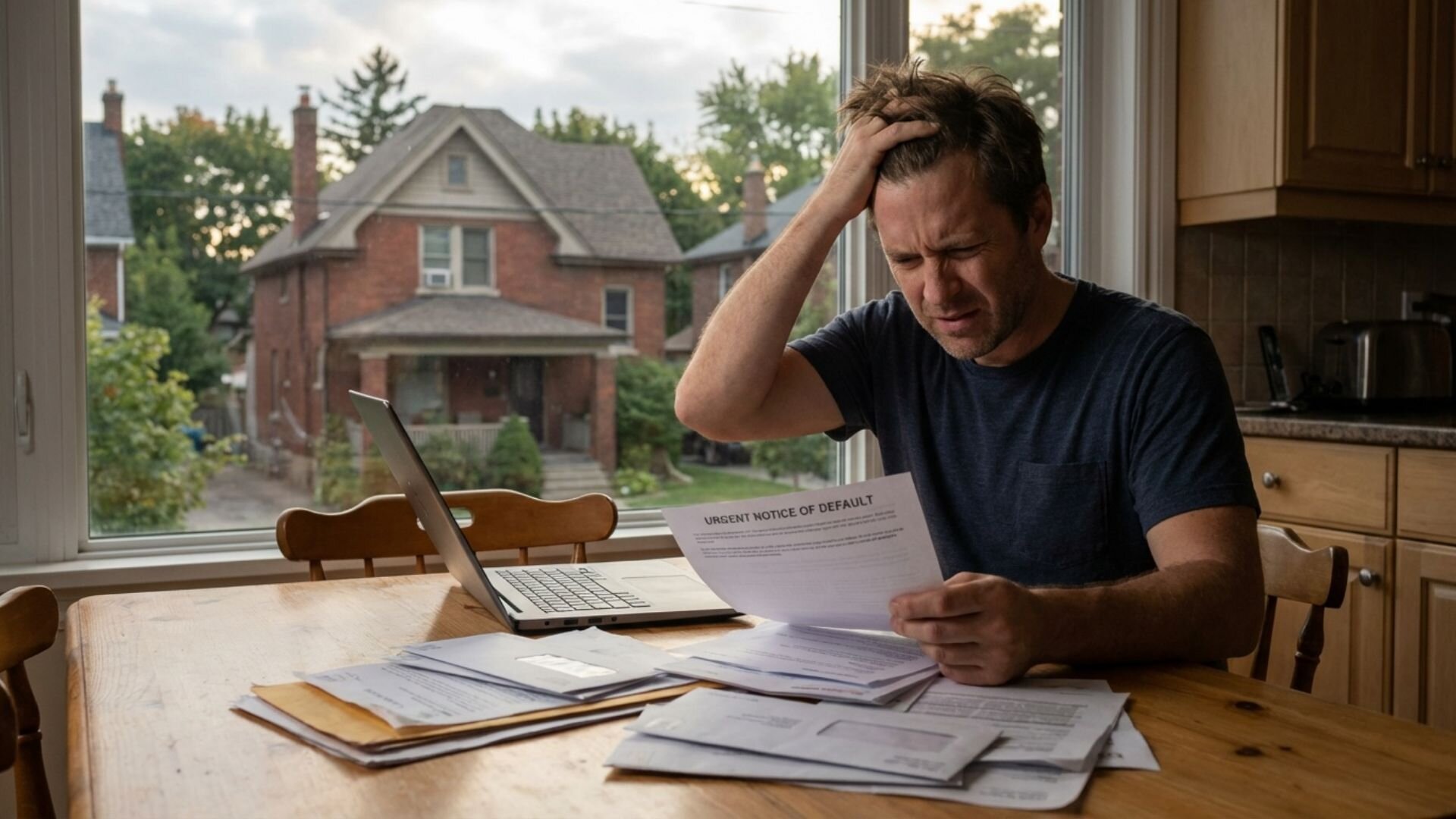 Power of Sale in Hamilton Ontario - homeowner reviewing legal documents, understanding options to stop foreclosure