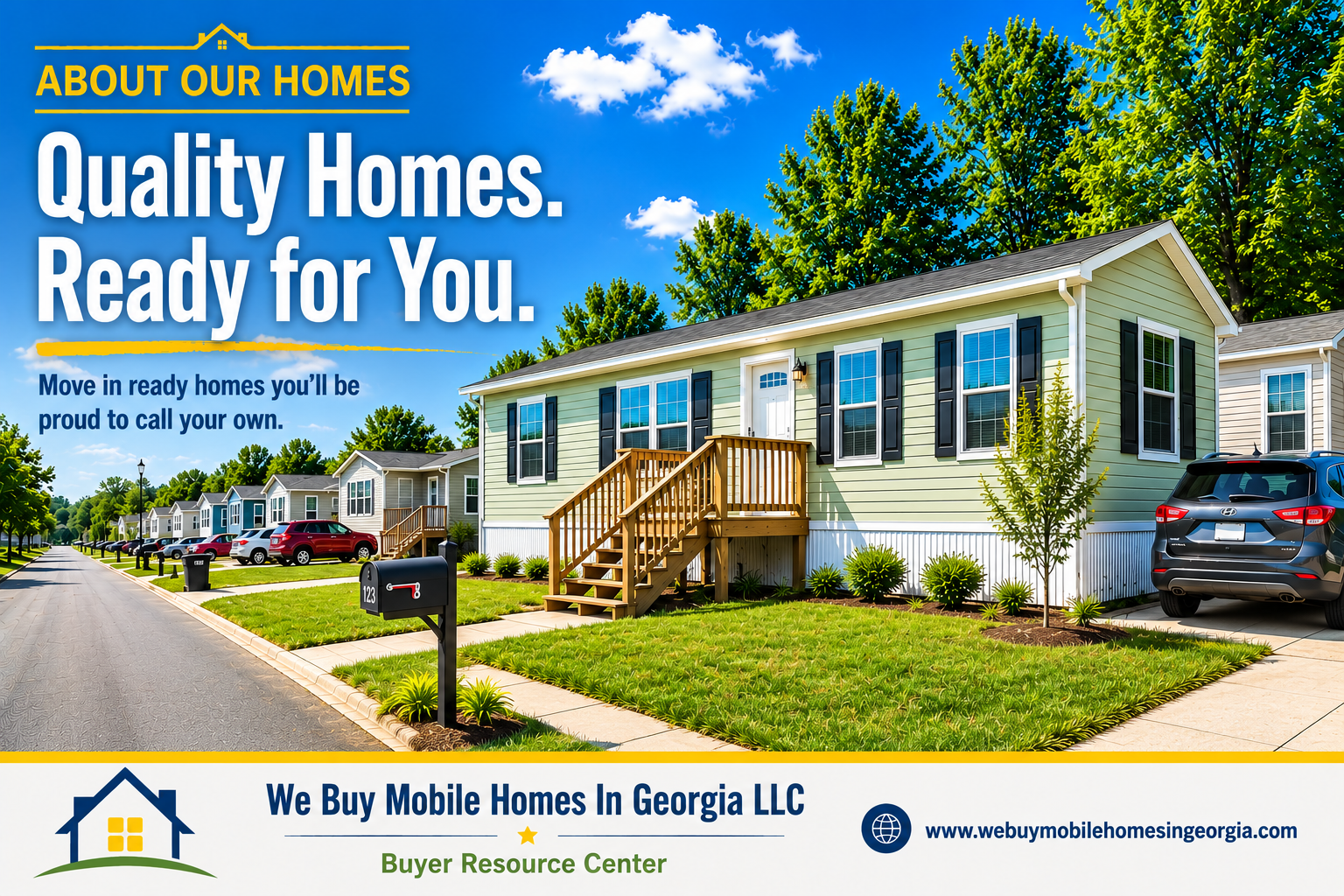 Modern manufactured home with welcoming curb appeal and landscaped front yard