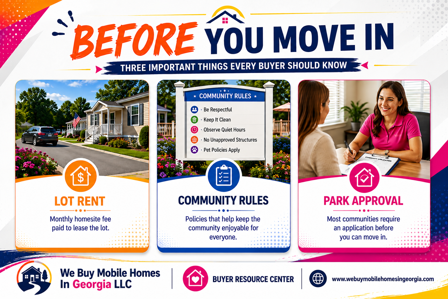 Checklist highlighting important steps to complete before moving into a mobile home community.