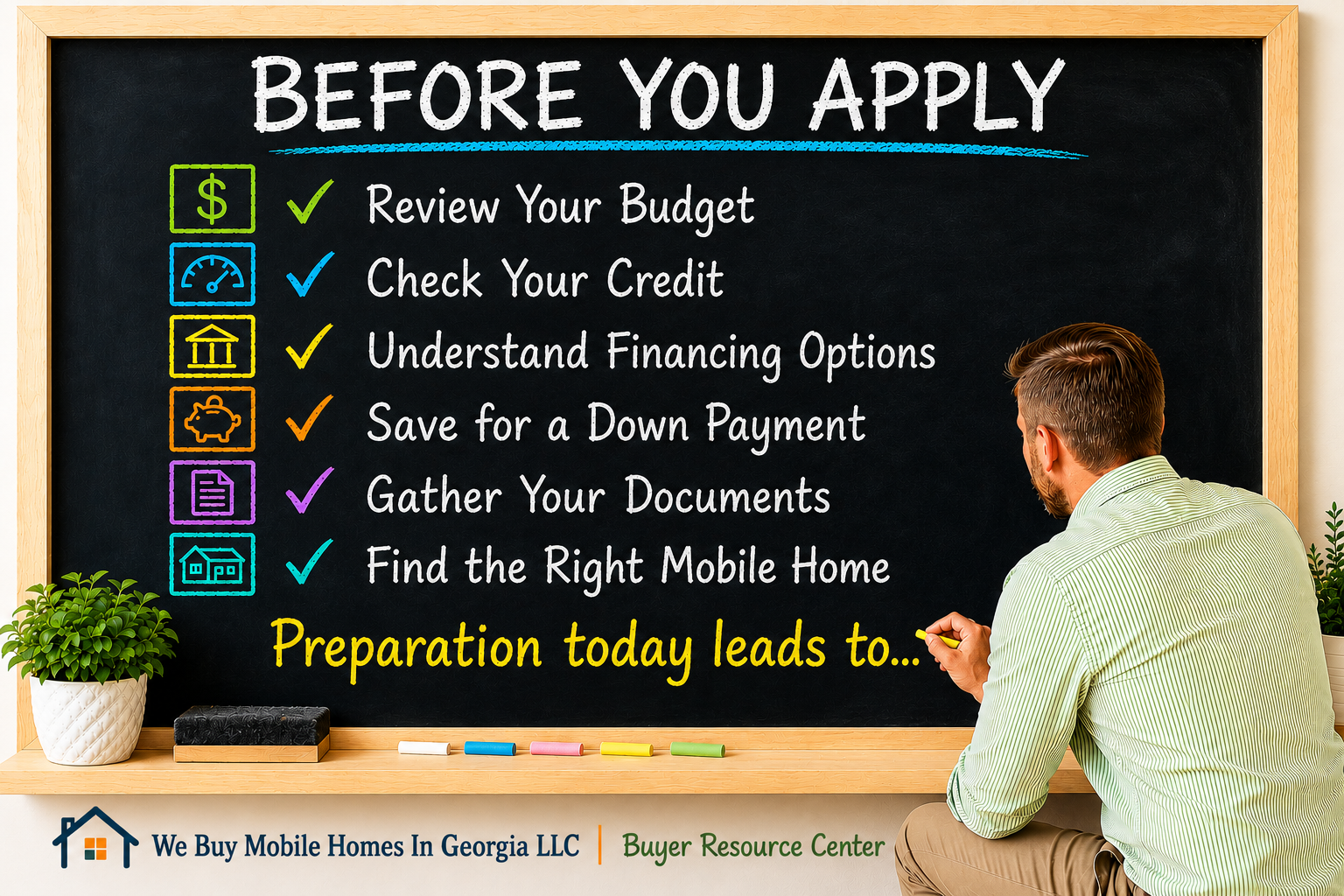 Checklist showing how to prepare before applying for manufactured home financing.