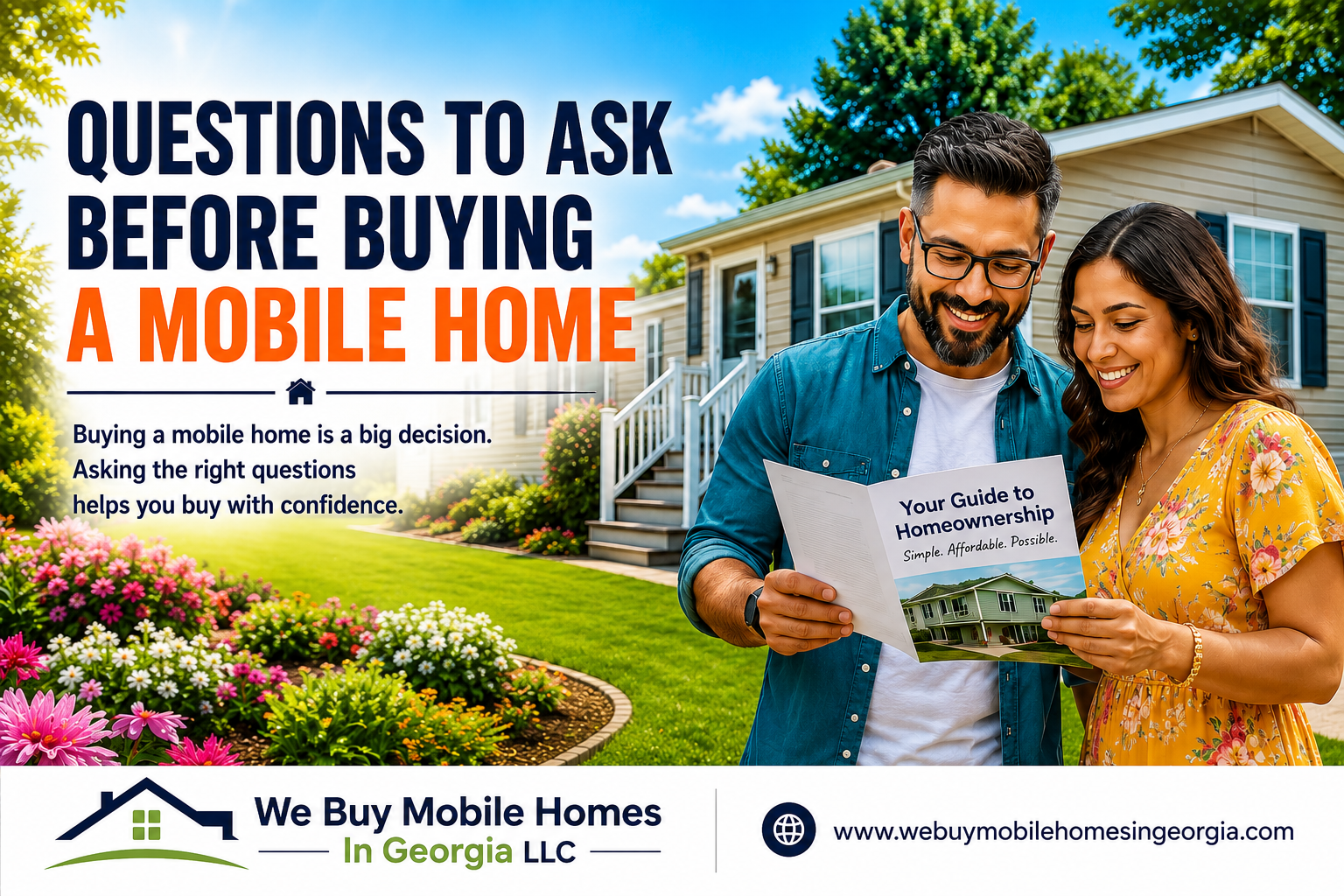 A couple learning which questions to ask before buying a mobile home in Georgia.