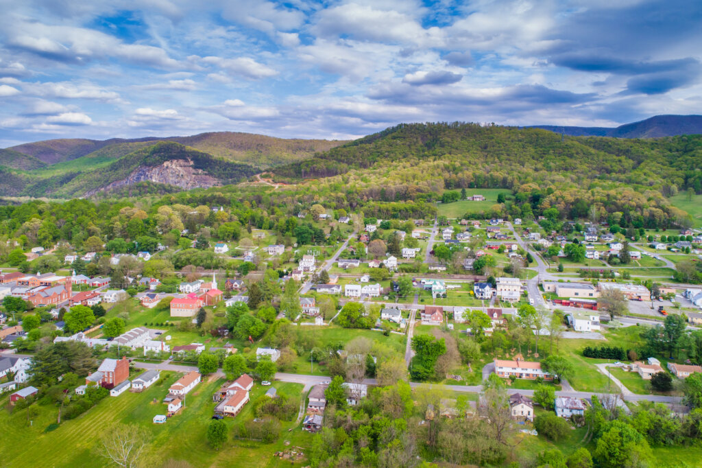 Aerial view of the town