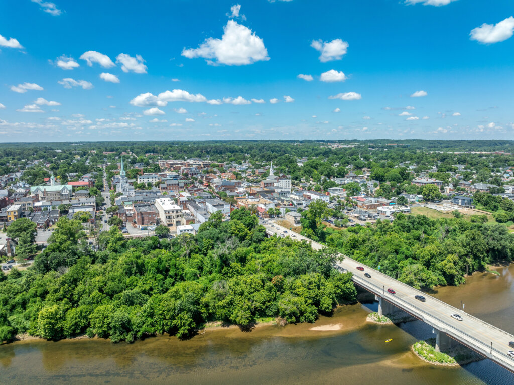Aerial view of the town