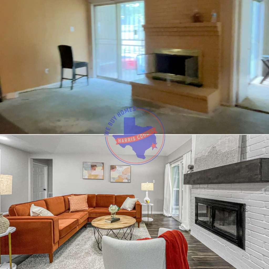 before and after living room