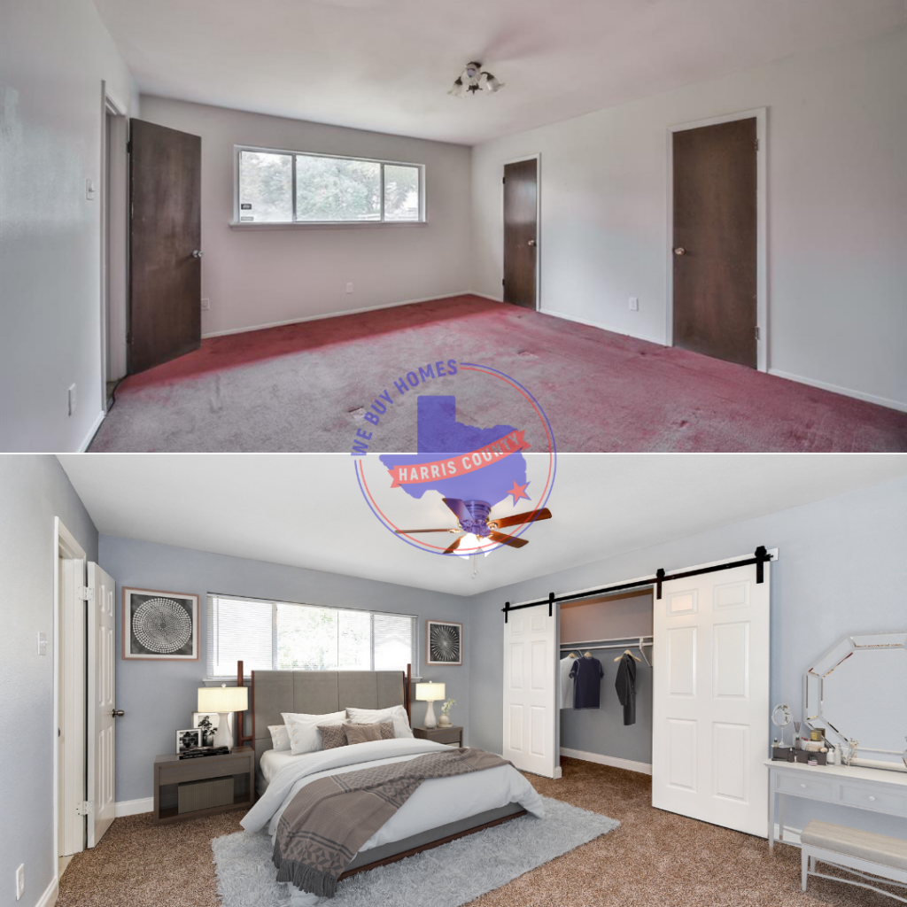 before and after primary bedroom